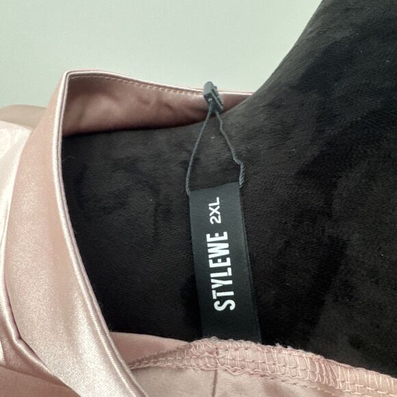 NWT Women's Midi sz 16/18 Dress Wedding Formal Party Stand Collar Satin MSRP$85 - Picture 13 of 14